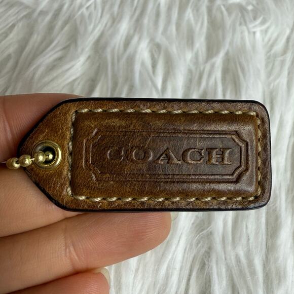 1.5" COACH Brown Fob Bag Charm Hang tag Hangtag - Picture 1 of 2